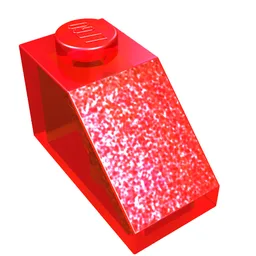 Brick Sloped 45° 2 x 1 with Bottom Pin / Trans-Red