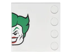 Tile, Modified 4 x 4 with Studs on Edge with Half The Joker Head Pattern Model Left Side (Sticker) - Set 6857