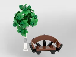 Park Bench and Birch Tree