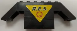 Stickered Assembly 10 x 2 x 3 with Black 'R.E.S.' and Red 'Q' (Res-Q) on Yellow Triangle Pattern (Sticker) - Set 6479