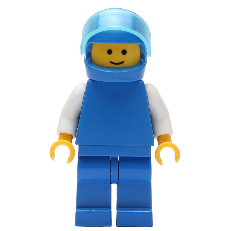 Lego Man, Plain Blue with White Arms, Blue Helmet with Visor
