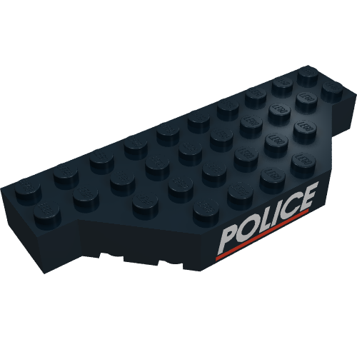 Lego Brick Wedged 4 x 10 with Cut Corners and White "POLICE" Red Line Print