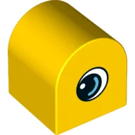 Duplo Brick 2 x 2 x 2 Curved Top with Eye with White and Medium Azure on Both Sides Print