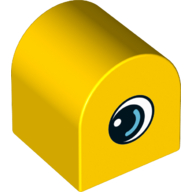 Lego Duplo Brick 2 x 2 x 2 Curved Top with Eye with White and Medium Azure on Both Sides Print