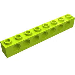 Technic Brick 1 x 8 [7 Pin Holes] / Lime
