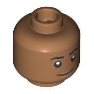 Lego Minifig Head Gnome Fighter, Beauty Marks, Black Eyebrows, Nougat Lips, Smile/ Wink / Medium Nougat