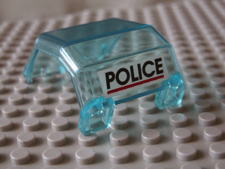 Lego Windscreen 4 x 4 x 4 1/3 Helicopter with Black 'POLICE' Red Line Pattern (Sticker) - Set 6598