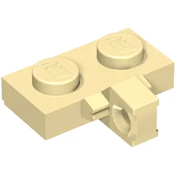 Hinge Plate 1 x 2 Locking with 1 Finger on Side, with Groove / Tan