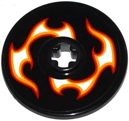 Technic, Disk 3 x 3 with Red, Orange and White Flames Pattern Model Right Side (Sticker) - Set 42046