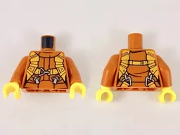 Torso Pilot Flight Suit with Silver Zippers and Orange Harness Straps Pattern / Dark Orange Arms / Yellow Hands