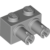 Lego Brick Special 1 x 2 with 2 Pins, Square Pin Holes / Light Bluish Gray