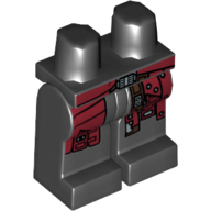 Lego Hips and Black Legs with Belt and Dark Red Coat with Silver Rivets Print / Black