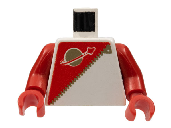 Lego Torso Futuron Uniform with Red Panel, Gold Zipper, and Classic Space Logo Pattern / Red Arms / Red Hands
