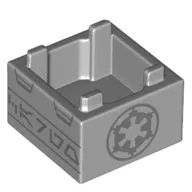 Container Box 2 x 2 x 1 Reinforced Bottom with Dark Bluish Grey Imperial Insignia Print / Light Bluish Gray