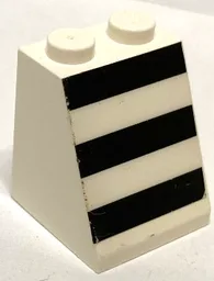 Slope 65 2 x 2 x 2 without Bottom Tube with 3 Horizontal Black Stripes Pattern Middle (Sticker) - Set 1554