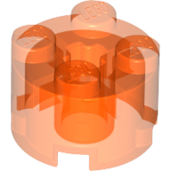 Lego Brick Round 2 x 2 with Axle Hole / Trans-Neon Orange