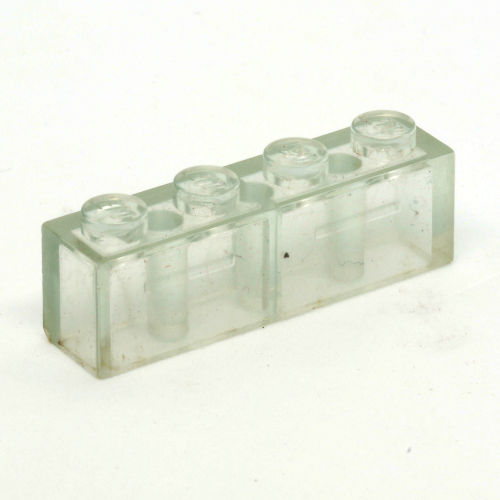 Lego Brick 1 x 4 with Bottom Tubes, Lowered Center Cross Support / Trans-Clear