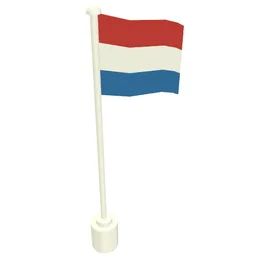 Flag on Flagpole with The Netherlands Print / White