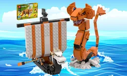 Viking Ship and Sea Serpent