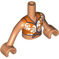 Lego Minidoll Torso Girl with Nougat Arms and Hands with Reddish orange Top, White Leaves print / Nougat