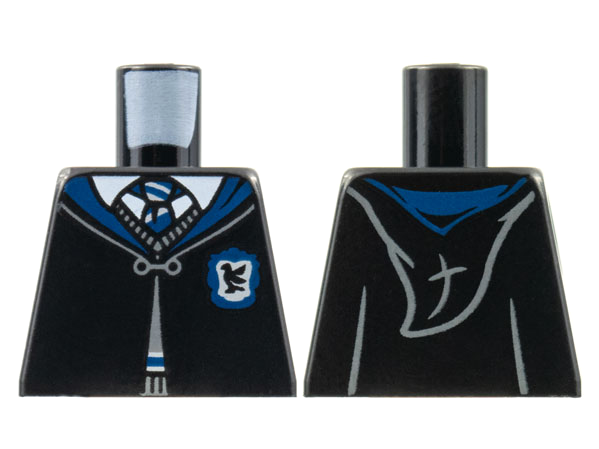 Lego Torso Hogwarts Robe Clasped with Ravenclaw Crest, Sweater, Shirt and Tie Pattern