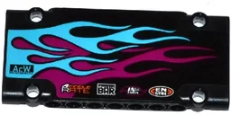 Technic, Panel Plate 5 x 11 x 1 with Medium Azure and Magenta Flames and Sponsor Logos Pattern Model Left (Sticker) - Set 42050