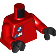 Lego Torso, Racing Suit, BMW Logo, 'M' print, Red Arms, Black Hands / Red