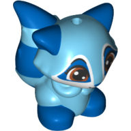 Lego Animal, Raccoon with Blue Ears, Feet and Striped Tail Print (Windflower) / Medium Azure