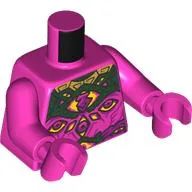 Torso, Yellow Eyes, Magenta Jewel, Dark Green and Gold Decorations Print, Dark Pink Arms and Hands / Dark Pink
