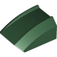 Lego Brick Curved 2 x 2 with Lip, No Studs / Dark Green