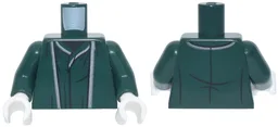 Torso Robe with Lines and Folds and Silver Trim over Black Shirt Pattern / Dark Green Arms / White Hands / Dark Green