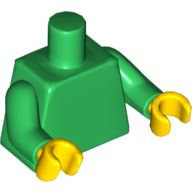 Lego Torso, Green Arms, Yellow Hands [Plain]