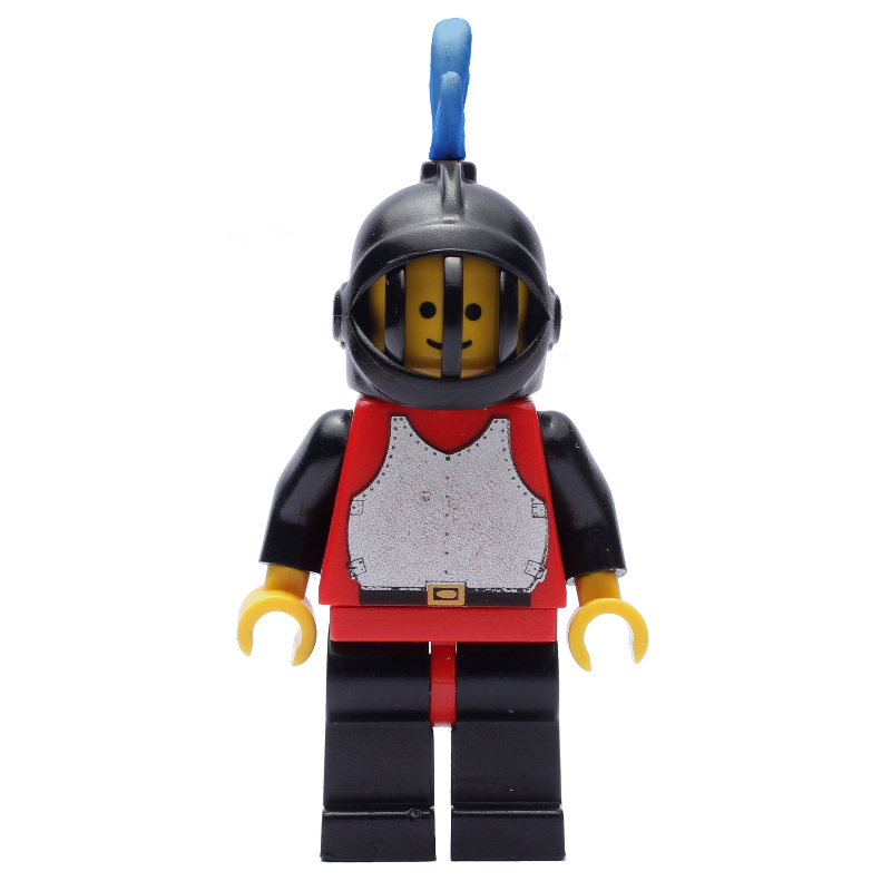 Lego Knight (Breastplate on Red) - Black Legs, Blue Plume