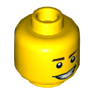 Lego Minifig Head Dareth, Dark Brown Eyebrows, Crooked Smile and Laugh Lines Print [Hollow Stud] / Yellow
