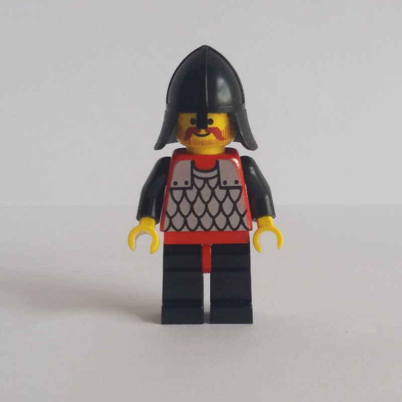 Lego Knight (Scale Mail on Red) - Black Arms, Black Legs, Black Neck-Protector