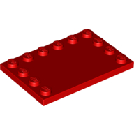 Lego Plate Special 4 x 6 with Studs on 3 Edges / Red