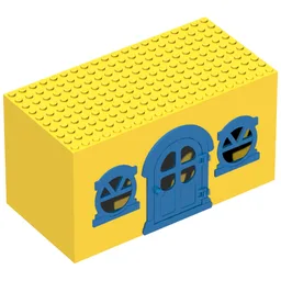 Fabuland, Building, House Block with Blue Door and Blue Windows / Yellow
