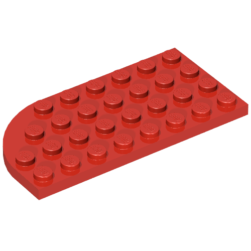 Lego Plate Round Corner Left 4 x 8 with Waffle Bottom / Red