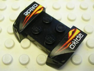 Lego Vehicle, Mudguard 2 x 4 with Headlights Overhang with Stylized White 'oxide' and Red and Yellow Flames Pattern on Both Sides (Stickers) - Set 8681