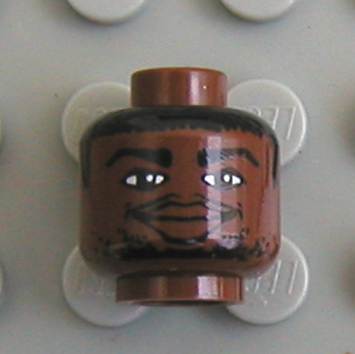 Lego Minifig Head NBA Tim Duncan Print [Blocked Open Stud] / Brown