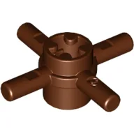 Technic Axle Connector Hub with 4 Bars at 90° / Reddish Brown