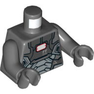 Lego Torso Armor with '002', 'FF446', 'DANGER', and White Rectangle Print, Dark Bluish Gray Arms and Hands / Dark Bluish Gray