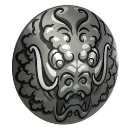 Shield Round Bowed with Black Dragon Drawing Print