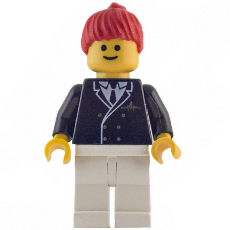 Lego Pilot - Black Torso, White Legs, Red Hair