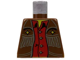 Torso Western Cowboy Fringe Vest, Gold Stars and Red Shirt Pattern / Brown