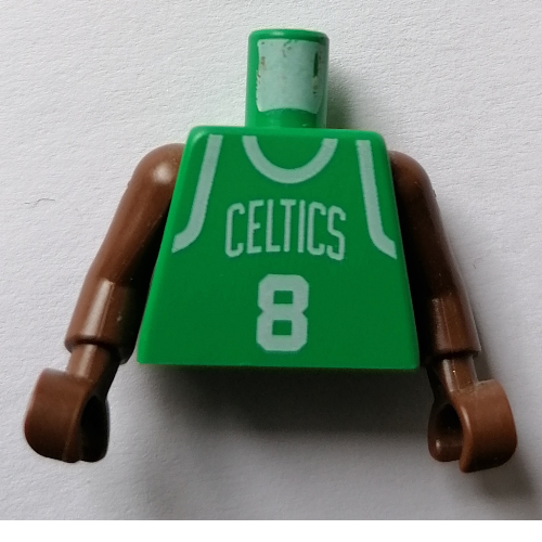 Lego Torso Basketball Jersey, Boston Celtics '8' Print, Long One Piece Arms Brown (NBA) / Green