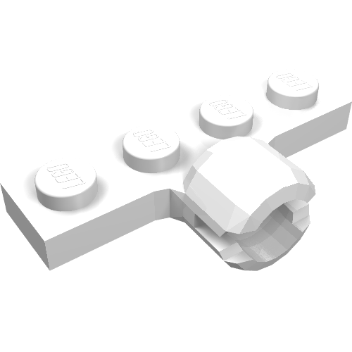 Lego Plate Special 1 x 4 with Towball Socket, Long, 2 Slots / White