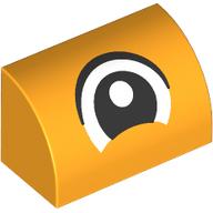 Lego Brick Curved 1 x 2 x 1 No Studs with Eye, Looking Center print / Bright Light Orange
