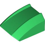 Lego Brick Curved 2 x 2 with Lip, No Studs / Green