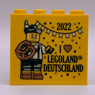 Lego Brick 2 x 4 x 3 with '2022 I Heart LEGOLAND DEUTSCHLAND' Print / Yellow